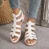 2025Damen Sandalen Sommer Elegante Frau Schuhe mit Low Heels Wohnungen Casual Gladiator Weiß Fisch Toe Designer Sandalen Wohnungen