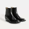 Neue Echtes Leder Stiefel Frauen Spitz High Heel Stiefeletten Starke Quadratische Ferse Slip auf Western Stiefel Cowboy Frauen Schuhe