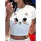 Abbigliamento da donna stampato con gatto dei cartoni animati più venduto con colletti rotondi e maniche corte Abbigliamento donna Abiti estetici