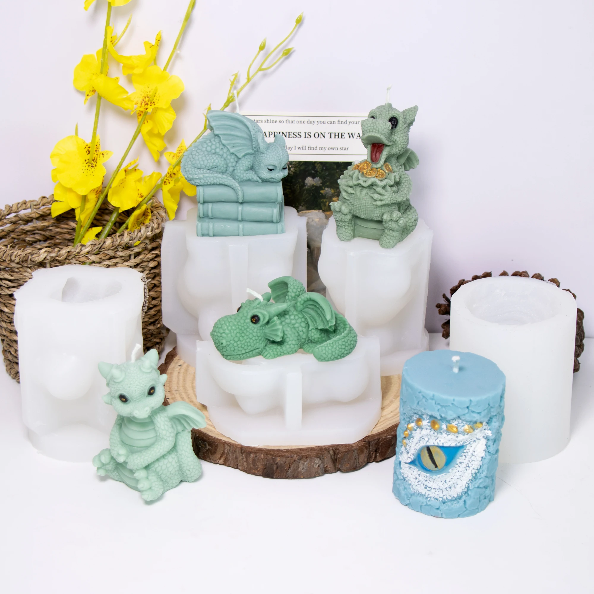 Drache Silikon Kerze Form Drachen Auge Säule Gips Gussform Niedlichen Drachen Harz Epoxy Gips Ton Silikon Formen Wohnkultur Image