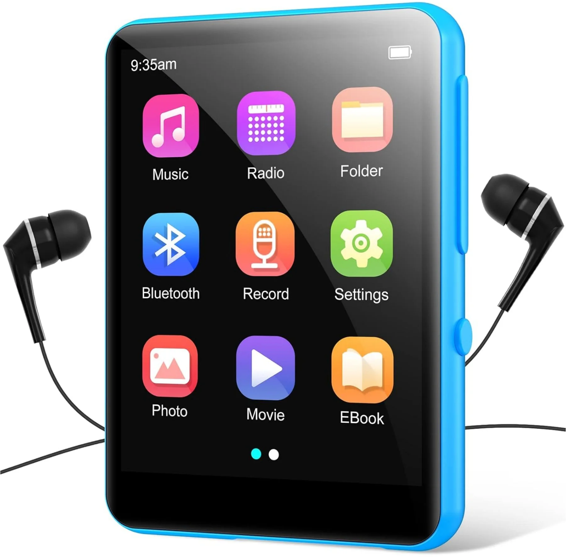 64 GB 2,4-Zoll-MP3-Player mit vollem Touchscreen und Bluetooth 5.3, tragbarer Musik-Player mit HiFi-Klangqualität und Lautsprecher, UKW-Radio, Leitung Image