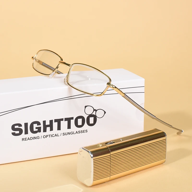 2025 Ultraleichte HD-Brille für ältere Menschen, luxuriöse Mini-Klapp-tragbare Lesebrille, kratzfeste Lesebrille, Retro-Quadrat Image