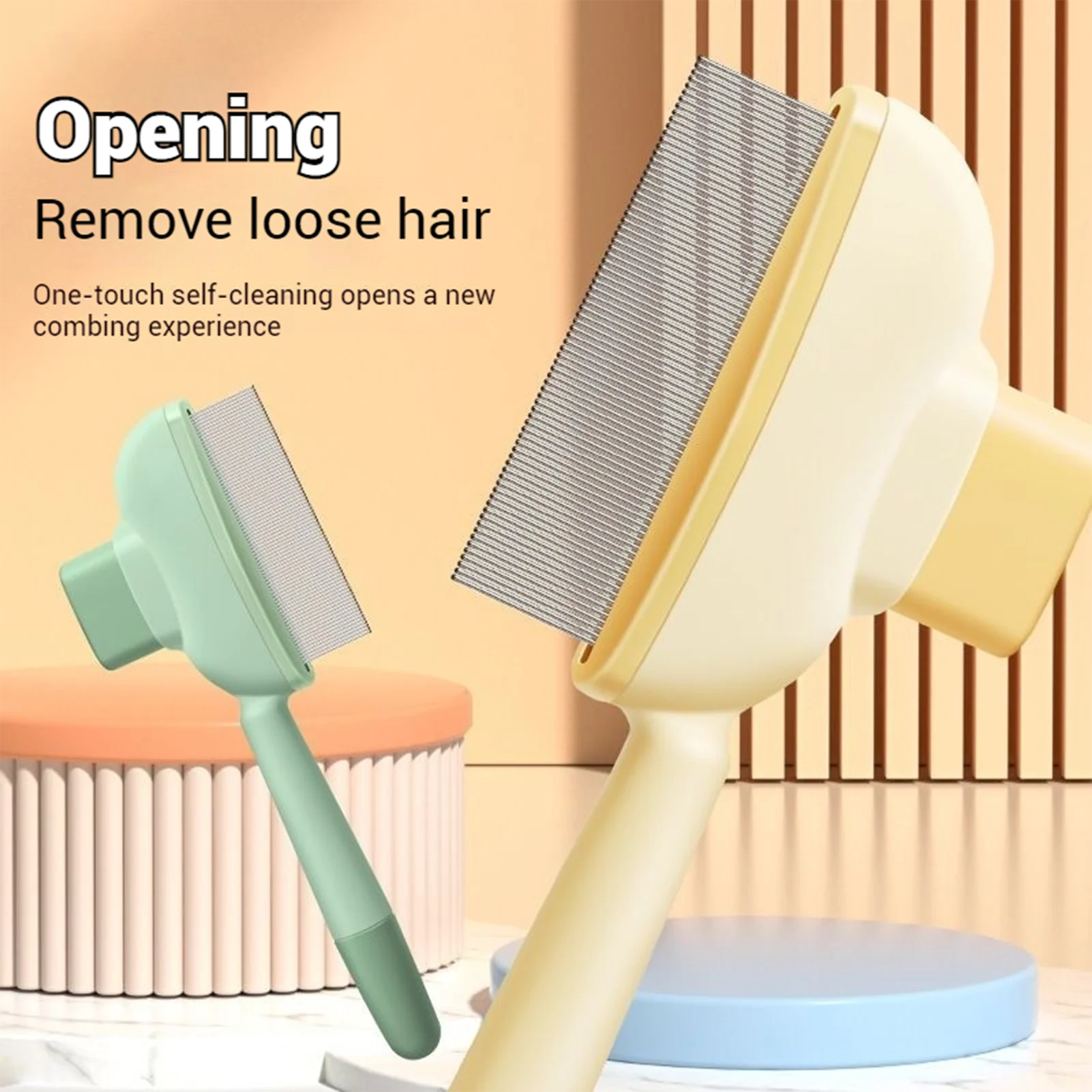 Tierhaarkamm-Pflegebürste. Entfernen effektiv loses Haar. Tierreinigungswerkzeug für Haarentfernung und Baden Image