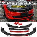 4PCS Universale Auto Paraurti Anteriore Labbro Body Kit Spoiler Canard Splitter Diffusore Rosso Bianco In Fibra di Carbonio Labbro Anteriore Mento Paraurti