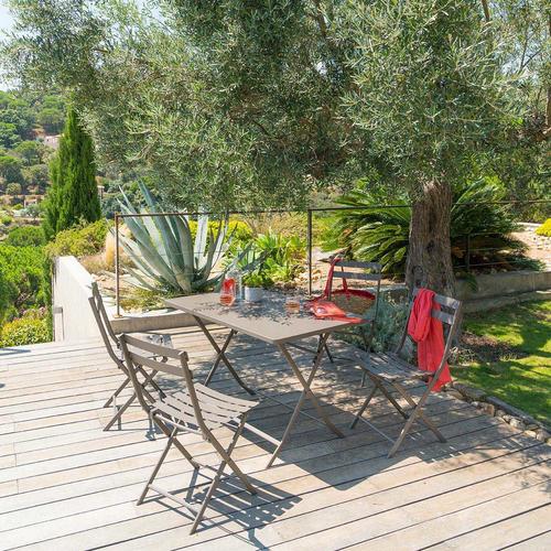 Ensemble table de jardin pliante rectangulaire + 4 chaises GREENSBORO Tonka places - Acier traité époxy, Traitement antirouille renforcé Hespéride