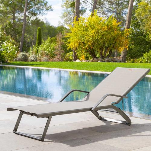 Transat BAYAMO Noisette Praline Aluminium traité époxy, Texaline Hespéride