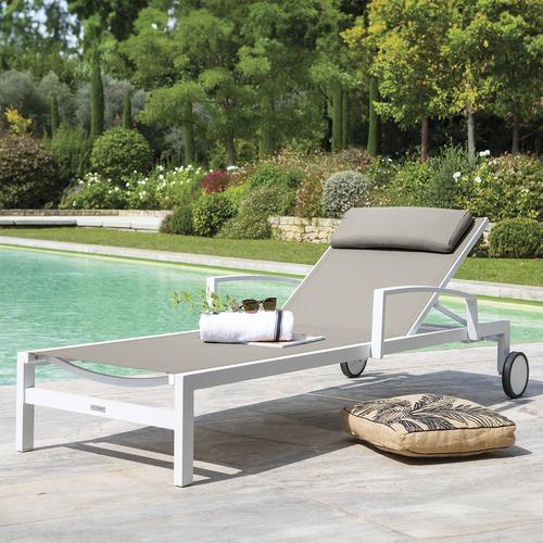 Transat OCALA Noisette Blanc 2 roues - Aluminium traité époxy, Texaline Hespéride