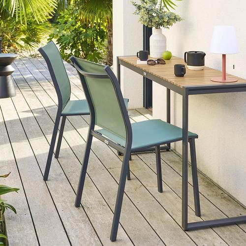 Chaise de jardin empilable ESSENTIA Vert olive Graphite Aluminium traité époxy, Texaline Hespéride