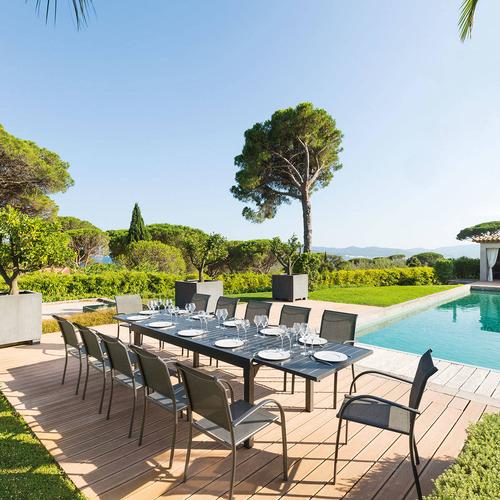 Table de jardin extensible PIAZZA Graphite 12 places - Aluminium traité époxy Hespéride