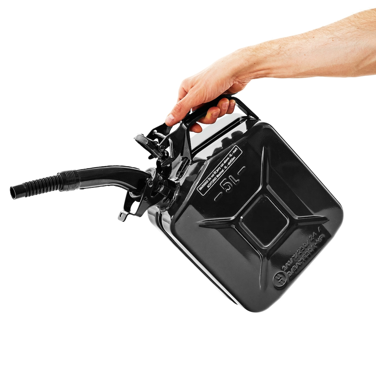 BW® Kraftstoffkanister Metall Benzinkanister 5 Liter mit Ausgießer - Schwarz - RAL 9005 - TÜV-geprüft und UN-Zulassung - Made in Europe Image
