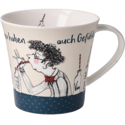 Tasse GOEBEL "Barbara Freundlieb", bunt, B:10,5cm H:9,5cm, Porzellan, Trinkgefäße, Coffee-/Tea Mug, Barbara Freundlieb - "Männer haben Gefühle" Image