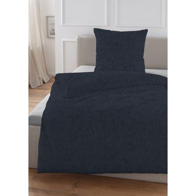 Bettwäsche HECHTER PARIS "0481309", blau (marine), B/L: 155cm x 220cm, , Musselin, B/L: 80cm x 80cm, Musselin, Obermaterial: 100% Baumwolle, Bettwäsche, gekreppte Optik + Struktur, weich, angenehmes Schlafklima, Sommer Image