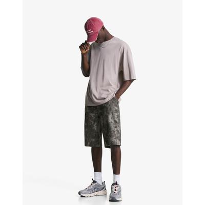 Bershka Printed Bermuda Shorts Men 32 Black
