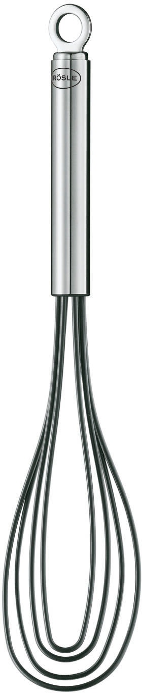Schneebesen RÖSLE, schwarz (edelstahlfarben, schwarz), B:6cm H:4cm, Edelstahl 18/10, Silikon, Schneebesen, Tellerbesen mit Silikon, Edelstahl 18/10, spülmaschinengeeignet Image