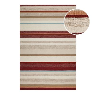 Teppich WECON HOME "Sally", bunt (beige multi), B:200cm H:7mm L:290cm, Schurwolle, Teppiche, handgefertigt, gestreift, pflegeleicht, Wolle, Wohnzimmer, Esszimmer Image