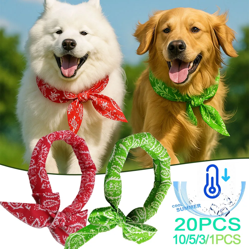 1-20PCS Sommer Haustier Kühlung Schal für Katzen Hunde Eis Kragen Cartoon Design Atmungsaktive Wärme Relief Outdoor Reise zubehör Image