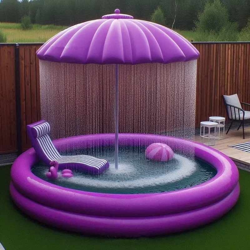 Hochwertiger aufblasbarer Regenschirmpool mit Markise, perfekt für den Unterhaltung und Entspannung im Hinterhof Image