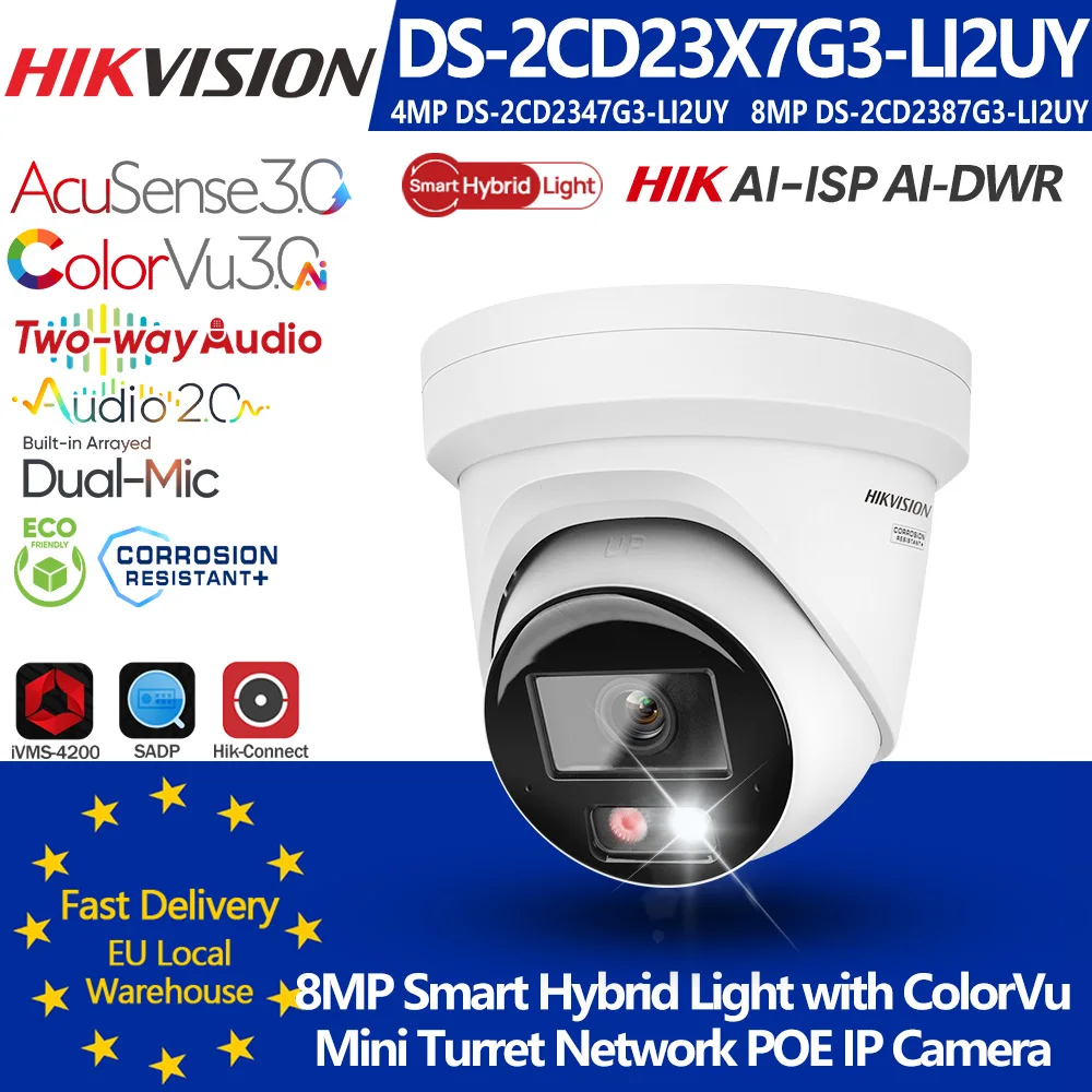 Hikvision DS-2CD2347G3-LI2UY DS-2CD2387G3-LI2UY 4MP 8MP Smart Hybrid Light F1.0 ColorVu3.0 Acusense3.0 Netzwerk-POE-IP-Kamera Image