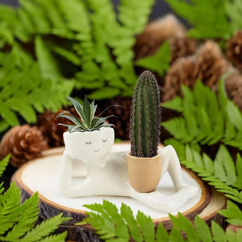 Kreativer Blumenpot Sukkulenter Pflanzer Blume Pot Niedlicher Gesicht Pflanzentopf kleine saftige Pflanzer für kleine dekorative Zimmerpflanzen Image