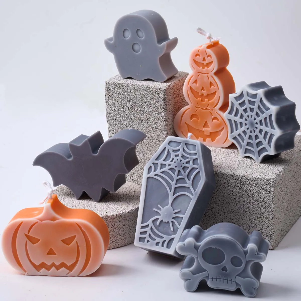 Halloween Ornamente Kerze Silikon Form DIY Geist Fledermaus Handwerk Machen Aromath Seife Gips Harz Casting Formen Home Party Decor Image