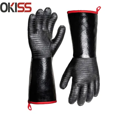 OKISS 1472°F/800℃ Heated Gloves Waterproof Oven Gloves Oil Resistant Oven Mitts Thickening Kitchen Heat Resistant BBQ Gloves