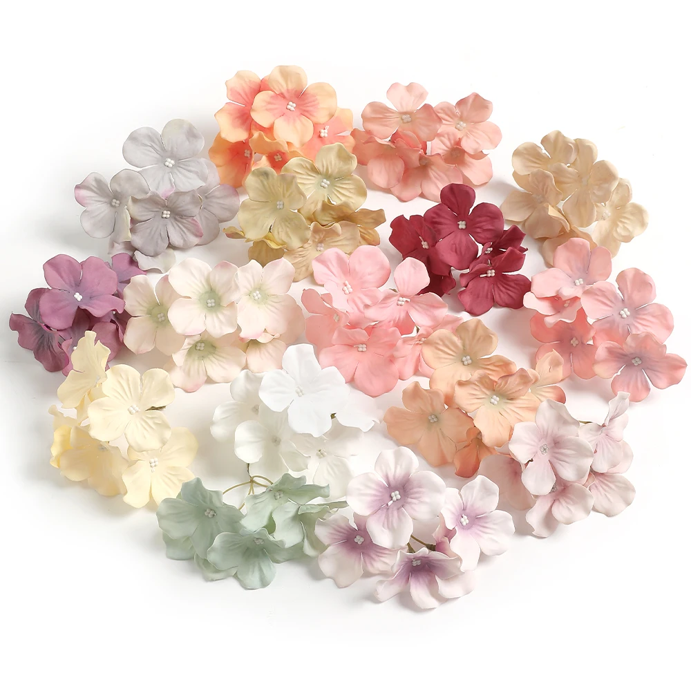 5/10PCS Künstliche Blume Hortensien Kopf Braut Bouquet Hause Hochzeit Decor Scrapbooking DIY Liefert Blume Krone Handwerk Floral Image