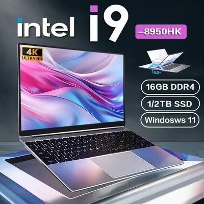 2025 New Core i9 8950HK Portable Gaming Laptop Computer 16GB DDR4 1/2TB SSD Windows 11 Pro 1920*1080P Office Gaming PC Notebook