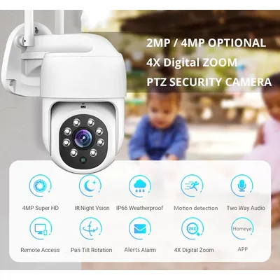 WiFi PTZ Kamera Outdoor Sicherheit IP Kamera 4MP IR Nachtsicht Audio Überwachung Menschliche Bewegungserkennung 2,4G Wifi