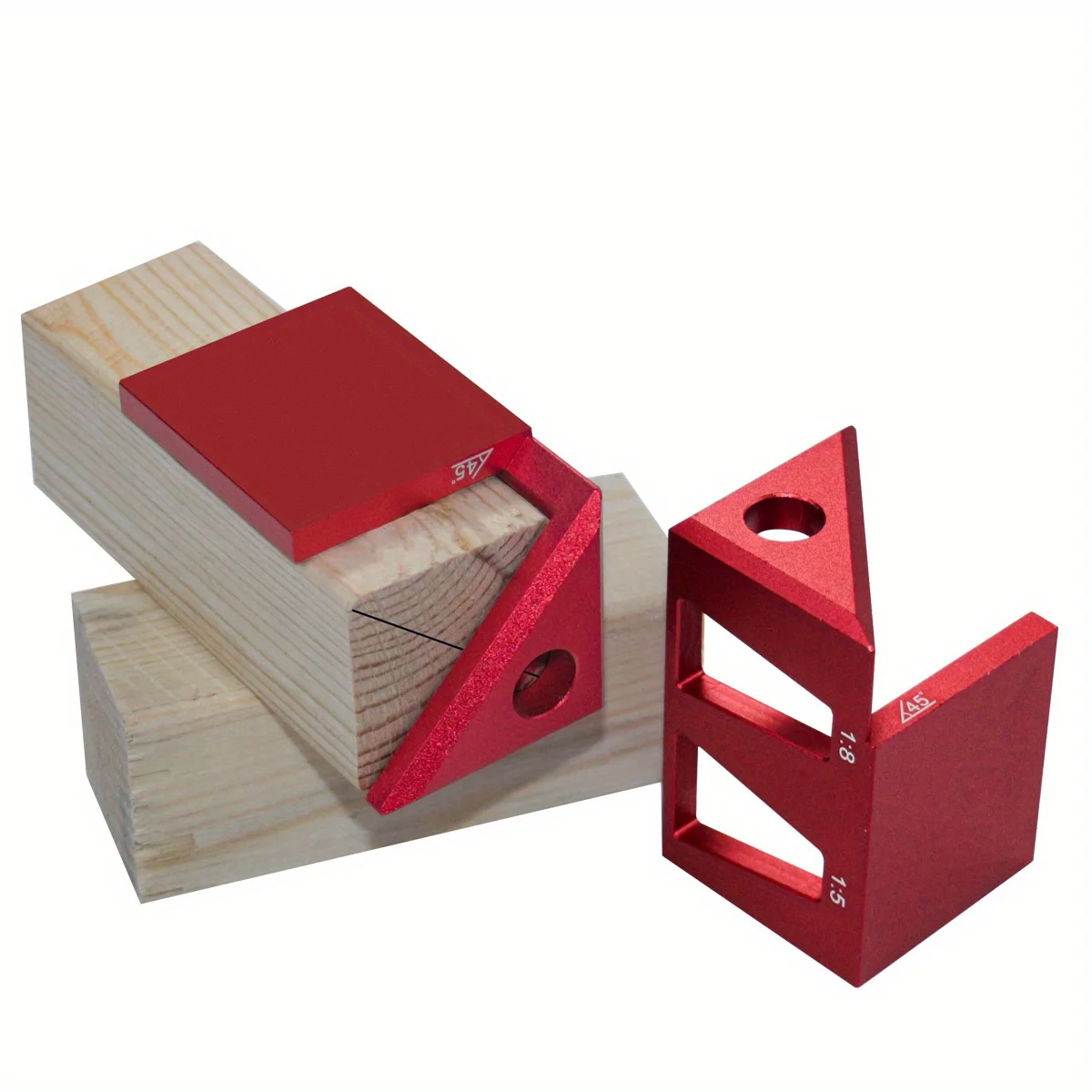 Holzbearbeitung 45/90 Grad Center Finder Quadratische Schwalbenschwanz Jig Aluminiumlegierung Center Scribe Lineal, Multifunktionale Markierungslehre Image