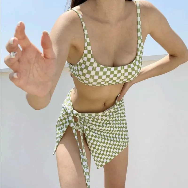 ​ ​ Damen-Bikini-Set, Trägerkleid, Badeanzug, sexy Hot Spring, 3-teilig, vertuschender Badeanzug, Trio, geschichtet, Spa, Urlaub, Bademode ​ ​ Image