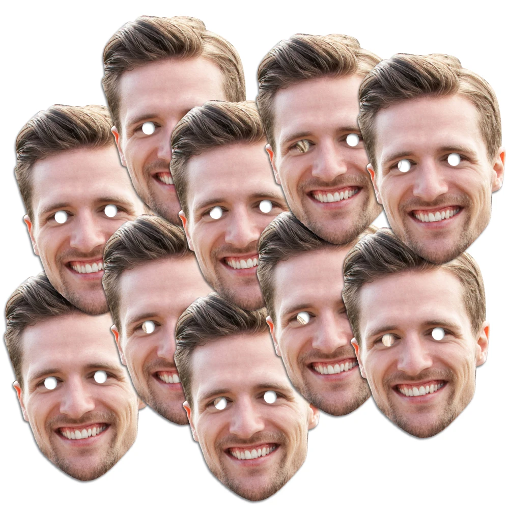 4/8 Stück personalisierte individuelle Foto-Gesichtsmasken, lustige Karneval, Junggesellenabschied, Dekoration, Hochzeit, Geburtstag, Feiern, Gastgeschenke Image