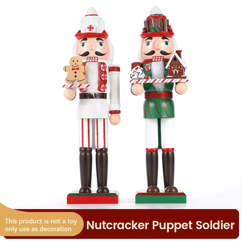 36cm Weihnachten Nussknacker Koch Serie Holz Nussknacker Ornament Lebkuchen Mann Soldat Handwerk Puppe Home Desktop-Dekoration Image