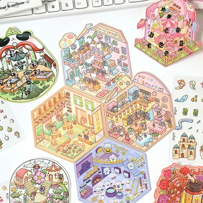 Mr Paper, Cartoon 3D-Szenenaufkleber-Kollektion, DIY-Taschenkabinen-Szenenaufkleber, sehr spielbarer Aufkleber, Geburtstagsgeschenk für Kinder Image