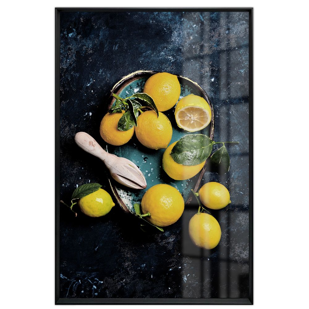 La Casa »Zitronen« Glasbild 60x90 cm Rahmen schwarz Image