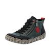 Schnürboots RIEKER, Damen, Gr. 37, grün (oliv, schwarz), Glattleder, Nubukleder, sportlich, Schuhe, Sneakerboots, Schnürboots, Stiefelette mit weicher Innensohle