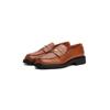 Loafer TOMMY HILFIGER "CREST SQUARISH TOE PENNY LOAFER", Damen, Gr. 38, braun, Leder, unifarben, klassisch, Schuhe, Blockabsatz, Slipper, Businessschuh mit Schmuckelement