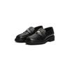 Loafer TOMMY HILFIGER "CREST SQUARISH TOE PENNY LOAFER", Damen, Gr. 40, schwarz, Leder, unifarben, klassisch, Schuhe, Blockabsatz, Slipper, Businessschuh mit Schmuckelement