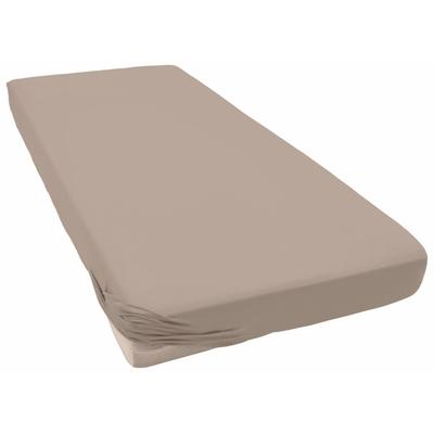 Spannbettlaken PRIMERA "Mako-Feinjersey Spannbetttuch", grau (taupe), B:120cm L:200cm, Mako-Jersey, Obermaterial: 100% Baumwolle, Laken, Geeignet für Standardmatratzen bis 22 cm, 100% Baumwolle Image
