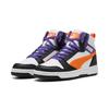Sneaker PUMA "REBOUND V6 MID JR", Kinder, Gr. 38, puma weiß, orange glo, puma schwarz, kariert, sportlich, Schuhe