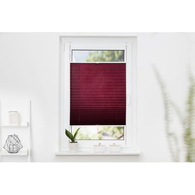 Plissee K-HOME "Klemmfix Pisa" Gr. 40, rot (bordeaux), B:40cm H:130cm, Plissees, Crushed-Optik Image
