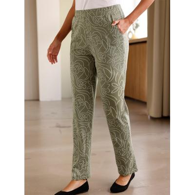Schlupfhose, Damen, Gr. 38, Normalgrößen, grün (khaki, sand, bedruckt), 100% Baumwolle, geblümt, gemustert, Hosen Image