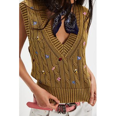Plumeria Floral Vest Jacket at Free People in Olive Combo, Size: Medium