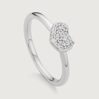 Sterling Silver Nura Mini Heart Ring Diamond