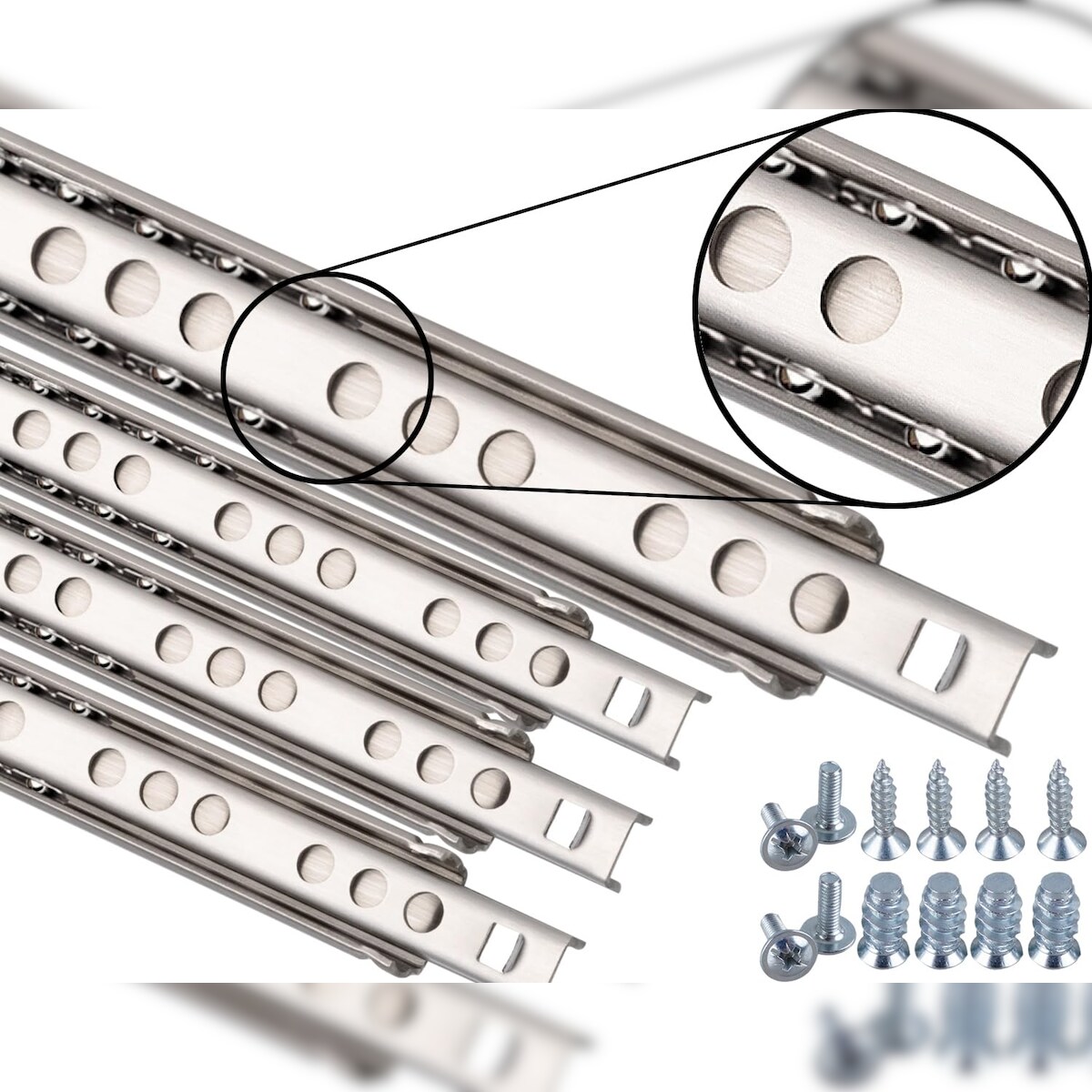ID Dinkel 4 Schubladenschienen 2 Paar EDELSTAHL Teilauszug 502mm Teleskopschiene Kugelführung Image