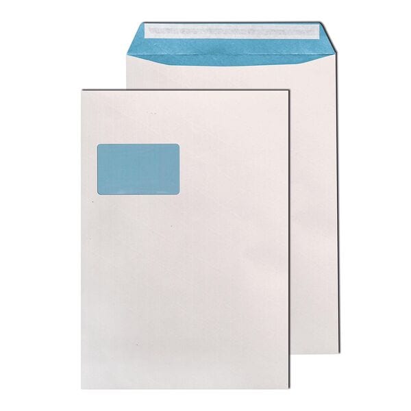 Mailmedia 100 Versandtaschen DIN C4 125 g/m² mit Fenster weiß, 32.4x22.9 cm