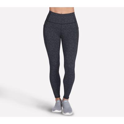 Skechers Women's GO WALK Full Length High-Waisted Daisies Legging | Size XL | Gunmetal/Black | Nylon/Spandex