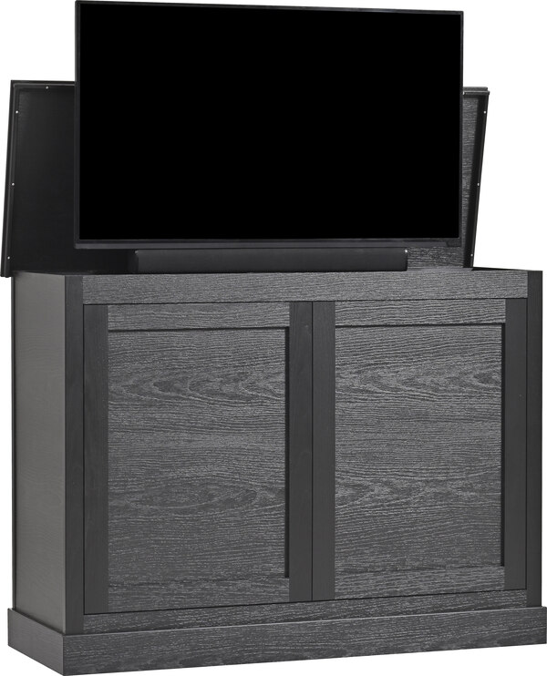 TV Lift Cabinet Outdoor Large Luxe TV Lift Cabinet in Ironwood Black
