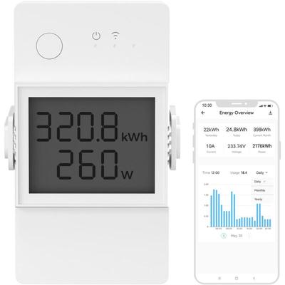 WiFi mit Stromverbrauchsmessgerät, 16 A/4000 w Hochleistungs-Funkschalter, Wattmeter, LCD-Display Image