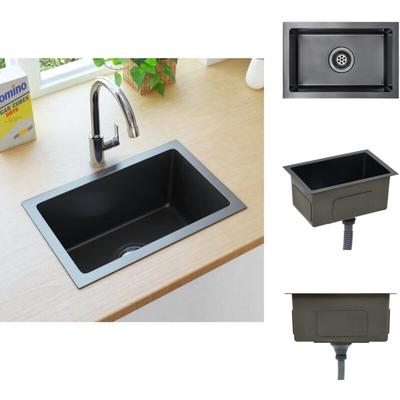 Vidaxl - Küchenspülen & Spülbecken - Living Handgefertigte Küchenspüle Schwarz Edelstahl - Schwarz Image