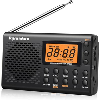 Schwarz) Tragbares AM/FM/Kurzwellenradio, batteriebetriebene Taschenradios, großes Digitaldisplay, Image